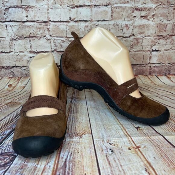 Merrell Plaza Bandeau Cherry Brown Suede Maryjane Shoes Sz 7.5 - Picture 5 of 9